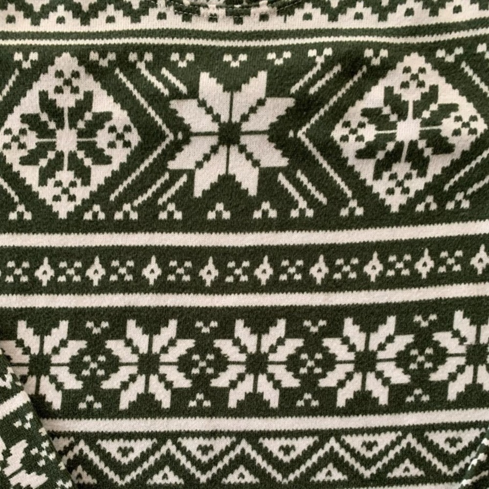 MUMU Mellow Long Sleeve Top Shirt Green Snowflake Holiday Christmas Winter Med - Picture 5 of 5